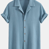 Ensemble Améline — chemise gaufrée & pantalon en lin à jambe droite