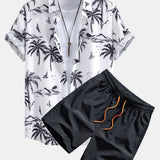 Ensemble — chemise à imprimé palmiers tropical & short de bain à cordon