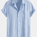 Chemise boutonnée en lin à poche