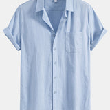 Chemise boutonnée en lin à poche