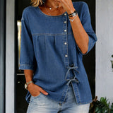 Blouse Longue en Jean Vintage à Nœuds
