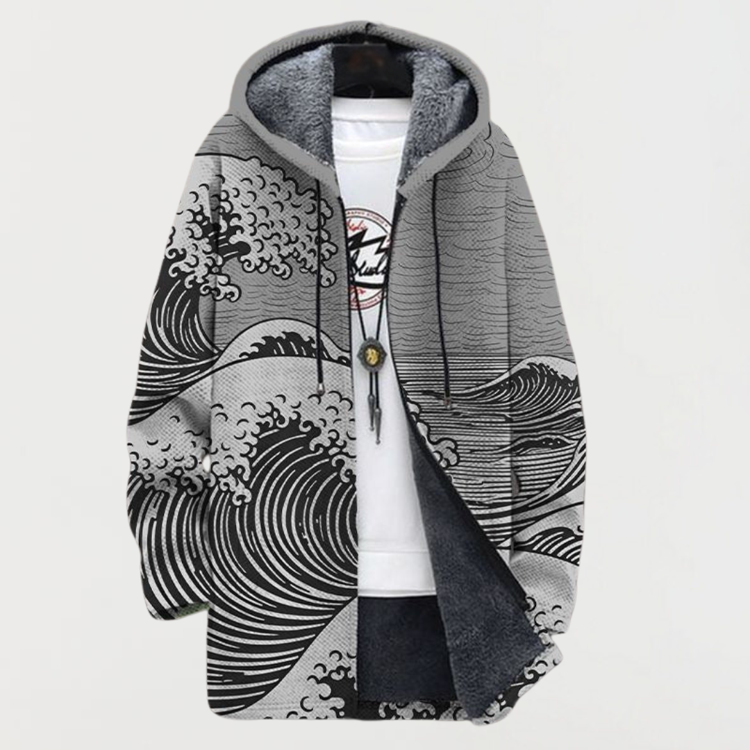 Manteau à Capuche La Grande Vague - Gris