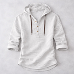 LINEN BLEND HOODIE SHIRT FOR MEN