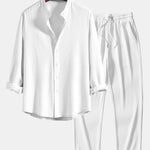 Ensemble Capucine — chemise côtelée à col officier et manches longues coupe ajustée & pantalon côtelé