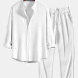 Ensemble Capucine — chemise côtelée à col officier et manches longues coupe ajustée & pantalon côtelé