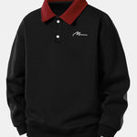 Ensemble Capucine — sweat polo contrastant à imprimé lettres & pantalon de jogging à plis