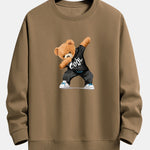 Ensemble — sweat à col rond coupe décontractée à imprimé ours & pantalon de jogging