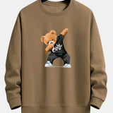 Ensemble — sweat à col rond coupe décontractée à imprimé ours & pantalon de jogging