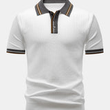 Ensemble — polo en maille à bordure contrastante & pantalon fuselé coupe slim