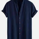 Ensemble — chemise texturée froissée à col V & pantalon texturé froissé