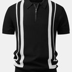 Ensemble — polo gaufré zippé en maille contrastante & pantalon fuselé coupe slim