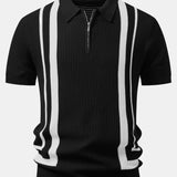 Ensemble — polo zippé contrastant & pantalon fuselé coupe slim