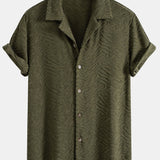 Ensemble — chemise cubaine en éponge à texture animale & pantalon en lin à jambe droite