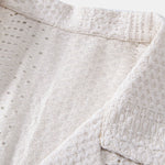 Ensemble — chemise jacquard géométrique à col cubain & short texturé froissé à cordon