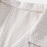 Ensemble — chemise jacquard géométrique à col cubain & short texturé froissé à cordon