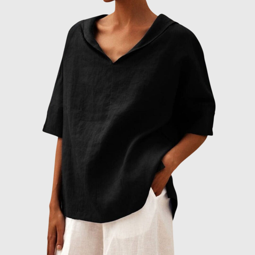 Marguerite | Blouse ample décontractée Noir, photo studio