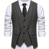 V NECK BUTTON VEST FOR MEN