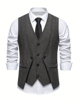 V NECK BUTTON VEST FOR MEN