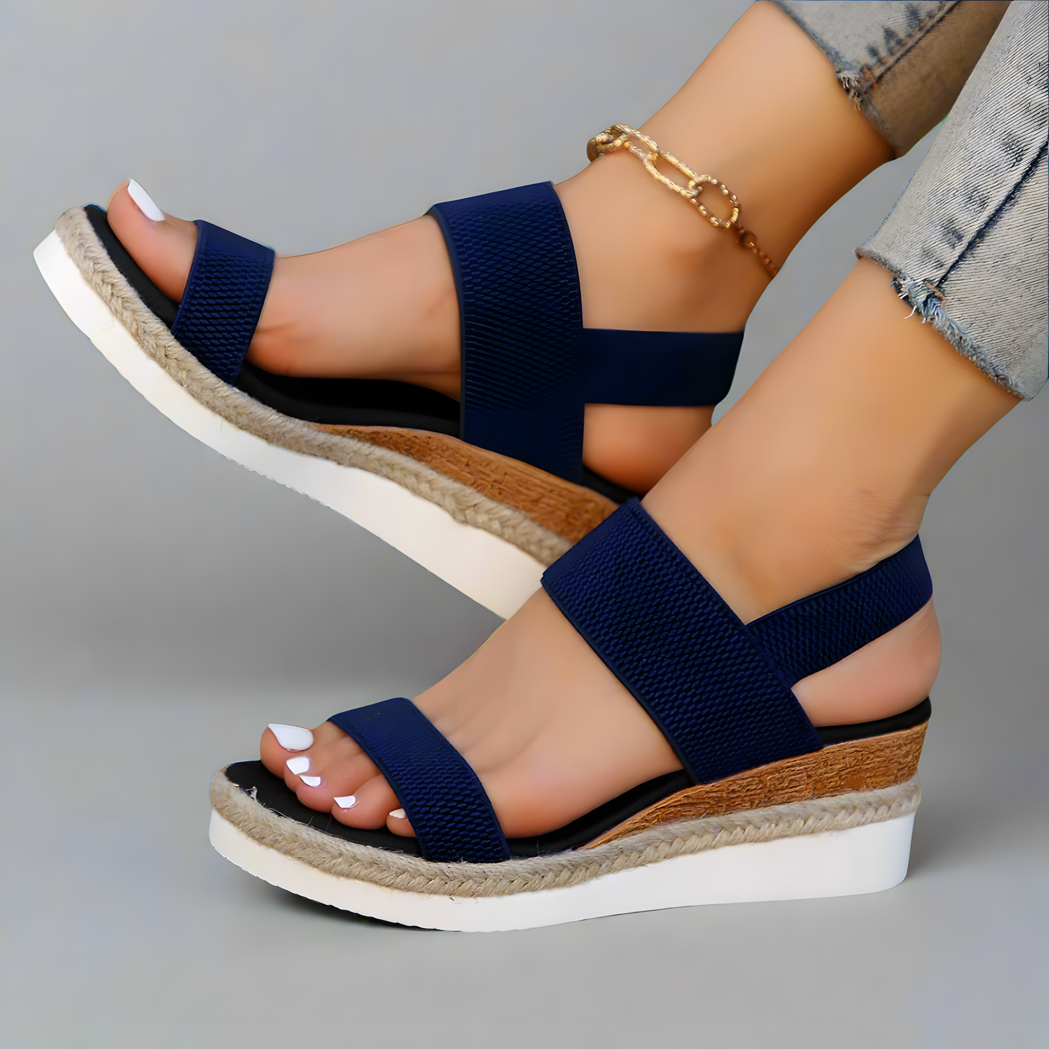 Aimée | Sandales orthopédiques femme à plateforme Bleu