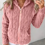 Marie | Sweat zippé à capuche en maille torsadée