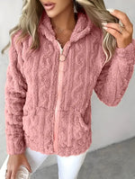 Marie | Sweat zippé à capuche en maille torsadée