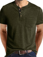 COTTON BLEND HENLEY TOP FOR MEN