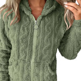 Marie | Sweat zippé à capuche en maille torsadée