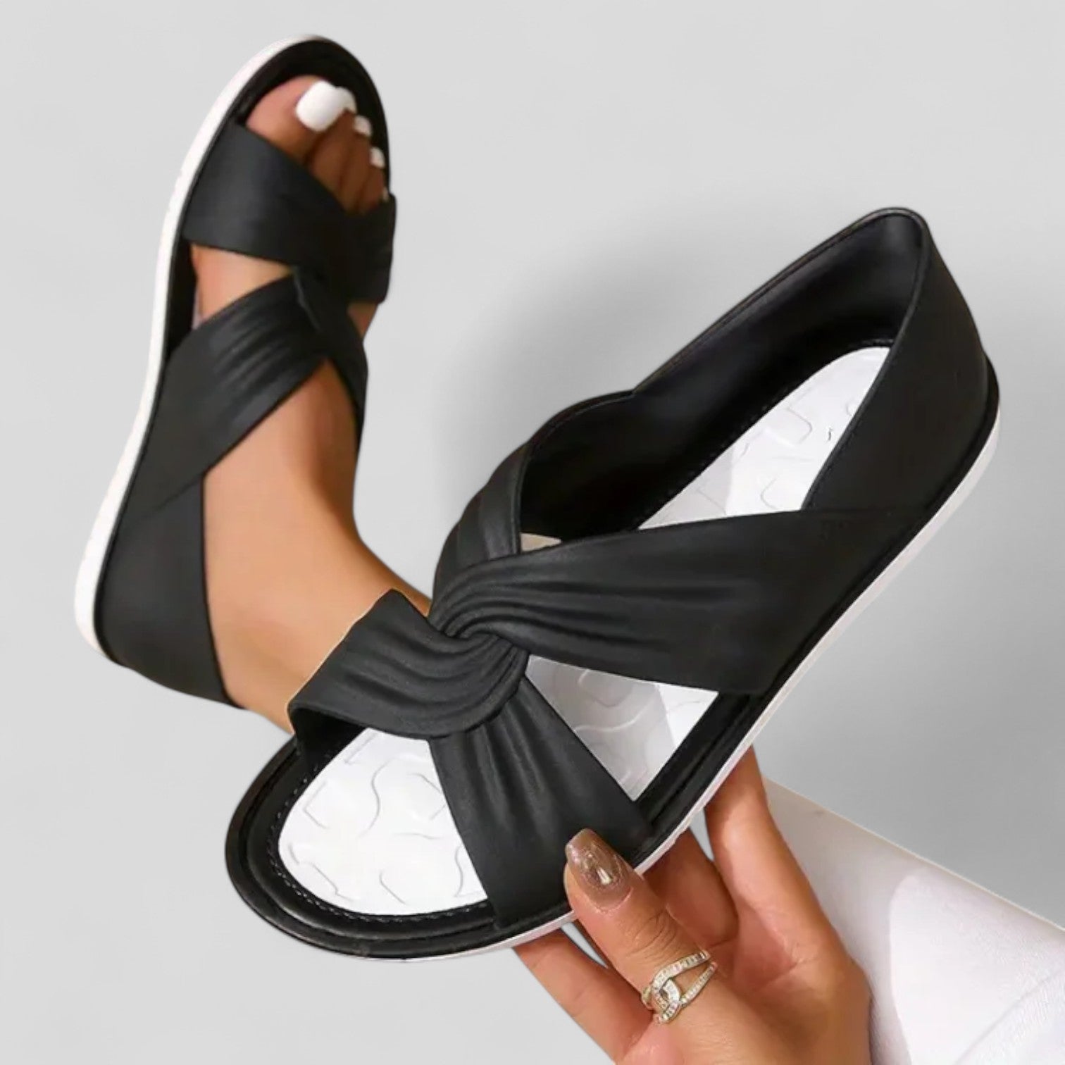 Joëlle | Sandales orthopédiques femme brides croisées Noir