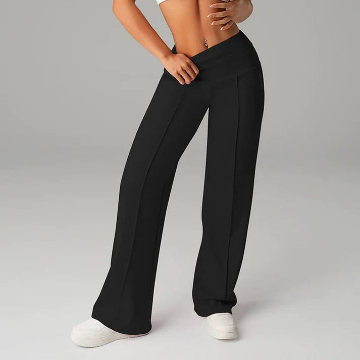 Ines | Pantalon large tout confort Noir, photo studio