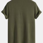 Ensemble — polo gaufré à manches courtes & pantalon en lin à jambe droite