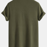 Ensemble — polo gaufré à manches courtes & pantalon en lin à jambe droite