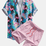 Ensemble — chemise à imprimé plantes tropicales et orang-outan & short de bain