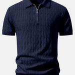 Ensemble — polo zippé en maille jacquard torsadé & pantalon fuselé coupe slim
