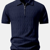 Ensemble — polo zippé en maille jacquard torsadé & pantalon fuselé coupe slim