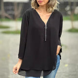 Marion | Blouse à double ourlet et col zippé