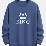 Ensemble — sweat à col rond coupe décontractée à imprimé couronne & pantalon de jogging