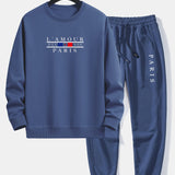 Ensemble Capucine — sweat à col rond coupe décontractée à slogan Paris & pantalon de jogging