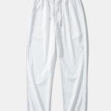 Ensemble — chemise rayée en coton mélangé & pantalon texturé froissé à jambe droite