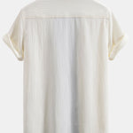 Ensemble — chemise cubaine texturée froissée contrastante & short à cordon