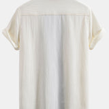 Ensemble — chemise cubaine texturée froissée contrastante & short à cordon