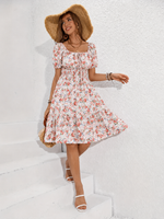 Maëlle | Robe d'été à taille smockée et col carré