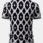 Ensemble — chemise en maille à losanges géométriques rétro & pantalon fuselé coupe slim