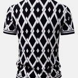 Ensemble — chemise en maille à losanges géométriques rétro & pantalon fuselé coupe slim