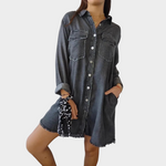 Robe Chemise en Jean à Manches Longues