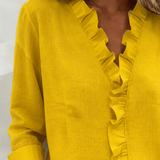 Huguette | Blouse raffinée à col V volanté