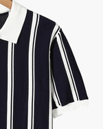 Contrast Vertical Stripe Half-Zip Knit Polo