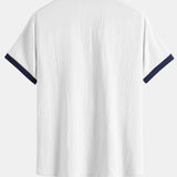 Ensemble — chemise froissée brodée de palmiers contrastants & short froissé à cordon