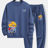 Ensemble — sweat à col rond coupe décontractée à imprimé ours graffiti & pantalon de jogging