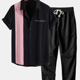 Ensemble — chemise en lin contrastant & pantalon en lin à jambe droite