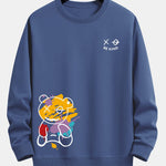 Ensemble — sweat à col rond coupe décontractée à imprimé ours graffiti & pantalon de jogging
